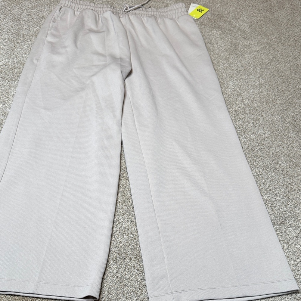 All in Motion Airy Sleek Ribbed Wide Leg Pants Cream XL NWT - Picture 2 of 16